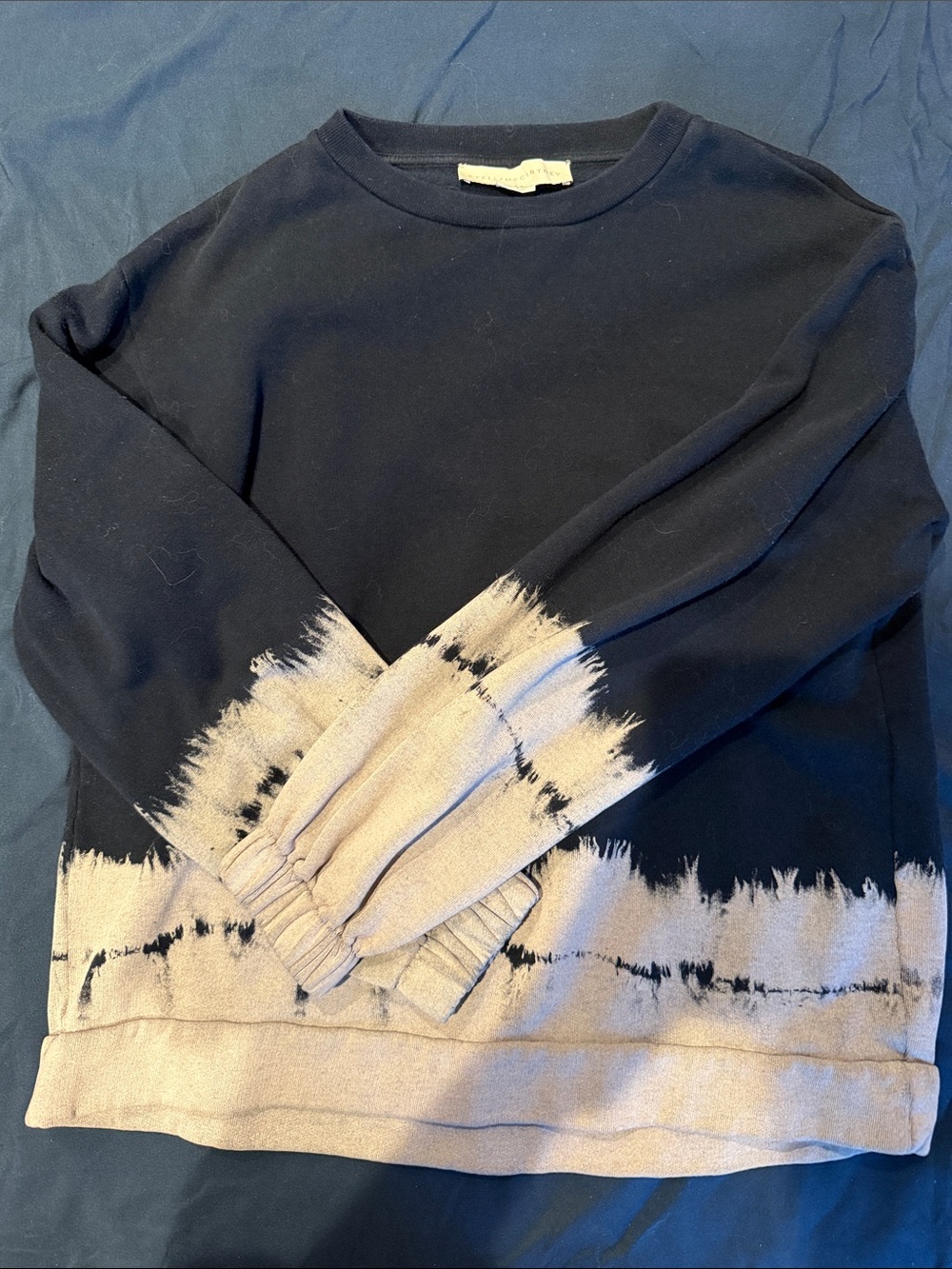 Stella McCartney Black Sweatshirt with Beige Tie-Dye Hem
